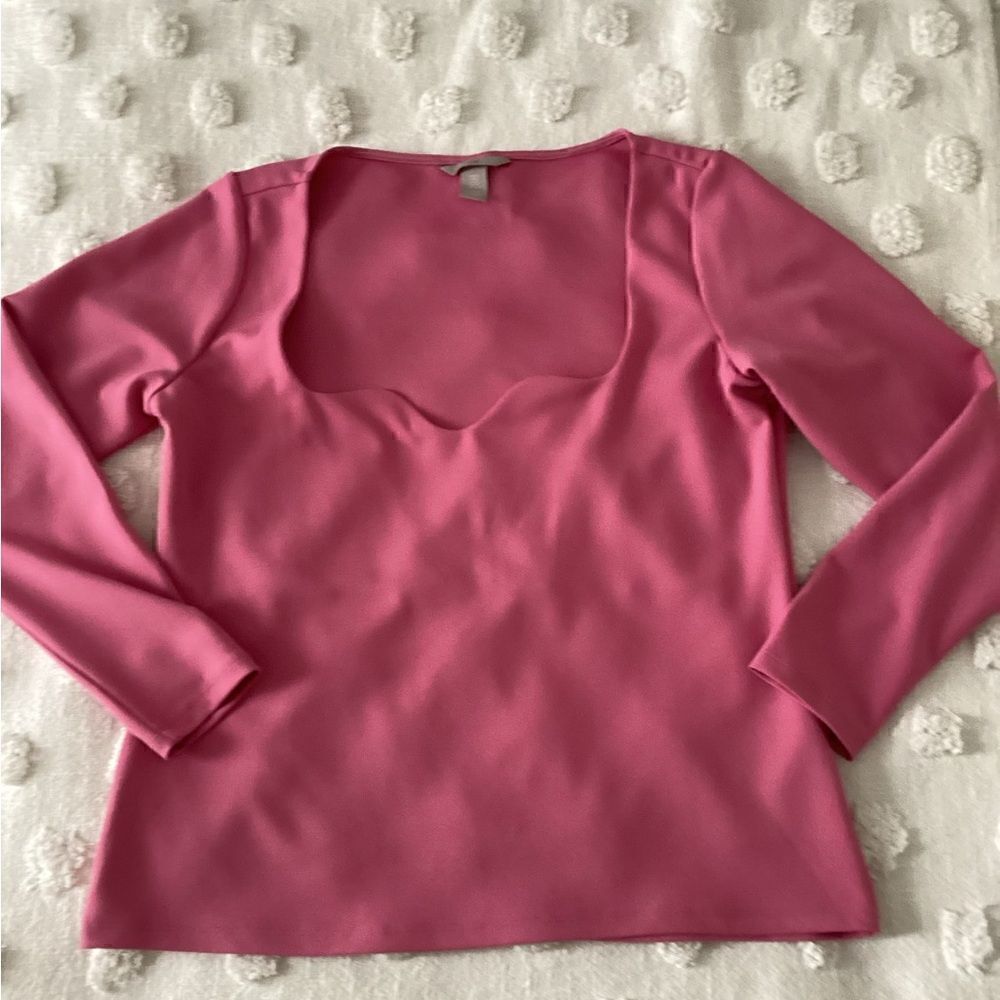 H&M XL pink top, stretch sweetheart neckline